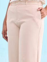 Load image into Gallery viewer, Go Colors Beige Crepe Wide Trouser
