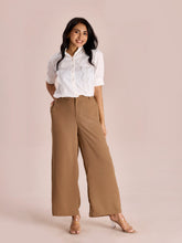 Load image into Gallery viewer, Go Colors Beige Crepe Wide Trouser
