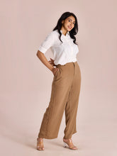 Load image into Gallery viewer, Go Colors Beige Crepe Wide Trouser
