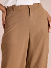 Load image into Gallery viewer, Go Colors Beige Crepe Wide Trouser
