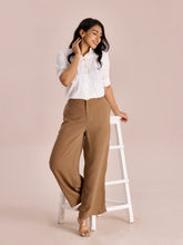 Load image into Gallery viewer, Go Colors Beige Crepe Wide Trouser
