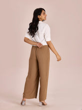 Load image into Gallery viewer, Go Colors Beige Crepe Wide Trouser
