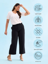 Load image into Gallery viewer, Go Colors Black Crepe Wide Trouser
