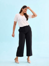 Load image into Gallery viewer, Go Colors Black Crepe Wide Trouser
