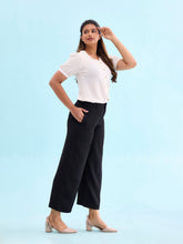 Load image into Gallery viewer, Go Colors Black Crepe Wide Trouser
