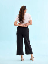 Load image into Gallery viewer, Go Colors Black Crepe Wide Trouser
