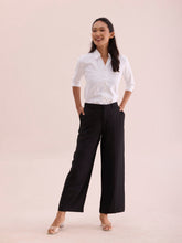 Load image into Gallery viewer, Go Colors Black Crepe Wide Trouser

