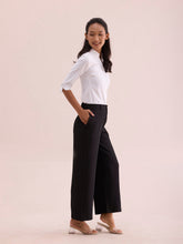 Load image into Gallery viewer, Go Colors Black Crepe Wide Trouser

