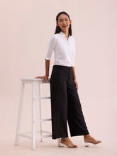 Load image into Gallery viewer, Go Colors Black Crepe Wide Trouser
