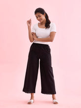 Load image into Gallery viewer, Go Colors Black Linen Lace Palazzo
