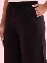 Load image into Gallery viewer, Go Colors Black Linen Lace Palazzo
