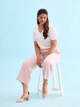 Load image into Gallery viewer, Go Colors Baby Pink Crepe Wide Trouser
