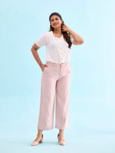 Load image into Gallery viewer, Go Colors Baby Pink Crepe Wide Trouser
