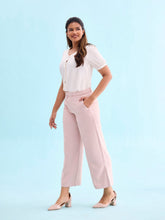 Load image into Gallery viewer, Go Colors Baby Pink Crepe Wide Trouser
