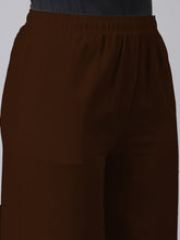 Load image into Gallery viewer, Go Colors Dark Brown Linen Lace Palazzo
