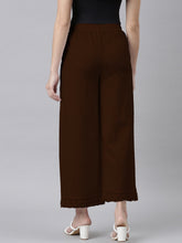 Load image into Gallery viewer, Go Colors Dark Brown Linen Lace Palazzo
