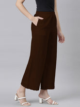 Load image into Gallery viewer, Go Colors Dark Brown Linen Lace Palazzo
