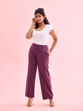 Load image into Gallery viewer, Go Colors Dark Wine Roma Ponte Wide Pants
