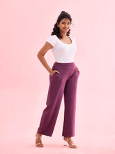Load image into Gallery viewer, Go Colors Dark Wine Roma Ponte Wide Pants
