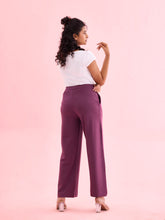 Load image into Gallery viewer, Go Colors Dark Wine Roma Ponte Wide Pants
