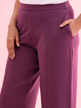 Load image into Gallery viewer, Go Colors Dark Wine Roma Ponte Wide Pants
