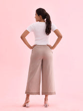 Load image into Gallery viewer, Go Colors Khaki Linen Lace Palazzo

