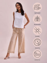 Load image into Gallery viewer, Go Colors Light Beige Linen Lace Palazzo
