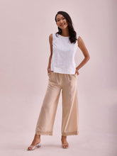Load image into Gallery viewer, Go Colors Light Beige Linen Lace Palazzo
