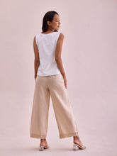Load image into Gallery viewer, Go Colors Light Beige Linen Lace Palazzo
