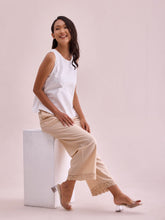 Load image into Gallery viewer, Go Colors Light Beige Linen Lace Palazzo
