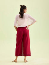 Load image into Gallery viewer, Go Colors Light Maroon Linen Lace Palazzo
