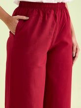 Load image into Gallery viewer, Go Colors Light Maroon Linen Lace Palazzo
