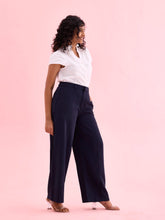 Load image into Gallery viewer, Go Colors Navy Crepe Wide Trouser
