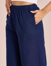 Load image into Gallery viewer, Go Colors Navy Linen Lace Palazzo
