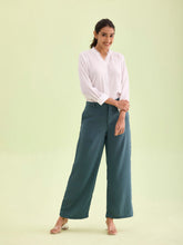 Load image into Gallery viewer, Go Colors Ocean Green Crepe Wide Trouser
