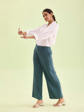 Load image into Gallery viewer, Go Colors Ocean Green Crepe Wide Trouser
