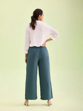 Load image into Gallery viewer, Go Colors Ocean Green Crepe Wide Trouser
