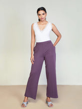 Load image into Gallery viewer, Go Colors Purple Roma Ponte Wide Pants
