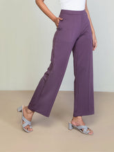 Load image into Gallery viewer, Go Colors Purple Roma Ponte Wide Pants
