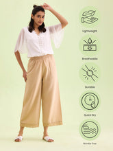 Load image into Gallery viewer, Go Colors Wheat Linen Lace Palazzo
