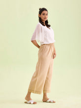 Load image into Gallery viewer, Go Colors Wheat Linen Lace Palazzo
