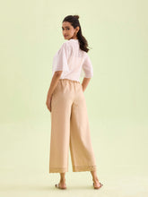 Load image into Gallery viewer, Go Colors Wheat Linen Lace Palazzo
