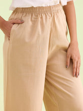 Load image into Gallery viewer, Go Colors Wheat Linen Lace Palazzo
