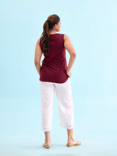 Load image into Gallery viewer, Go Colors White Linen Lace Palazzo
