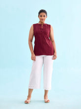 Load image into Gallery viewer, Go Colors White Linen Lace Palazzo
