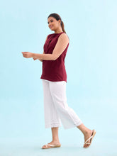 Load image into Gallery viewer, Go Colors White Linen Lace Palazzo
