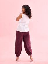 Load image into Gallery viewer, Go Colors Dark Wine Cotton Cambric Lace Salwar
