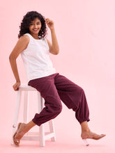 Load image into Gallery viewer, Go Colors Dark Wine Cotton Cambric Lace Salwar
