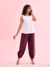 Load image into Gallery viewer, Go Colors Dark Wine Cotton Cambric Lace Salwar
