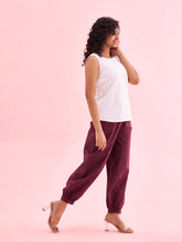 Load image into Gallery viewer, Go Colors Dark Wine Cotton Cambric Lace Salwar
